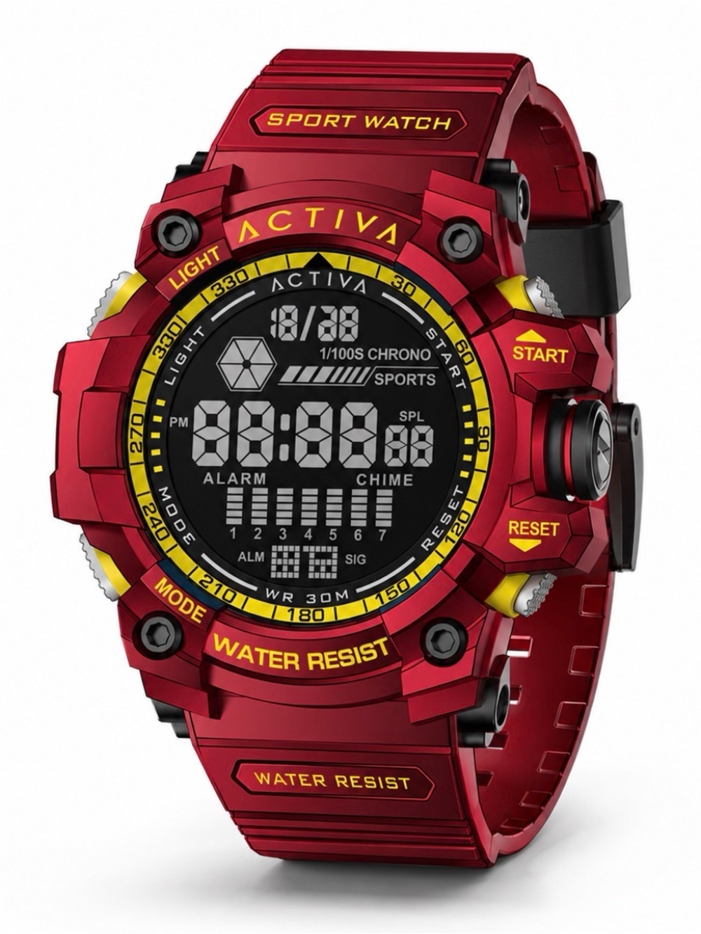 Activa Red and Yellow Men's Digital Sport Watch 56mm